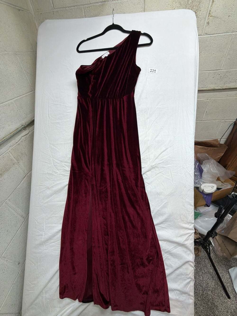 Baltic Born Tatiana Velvet One Shoulder Maxi Dress in Merlot